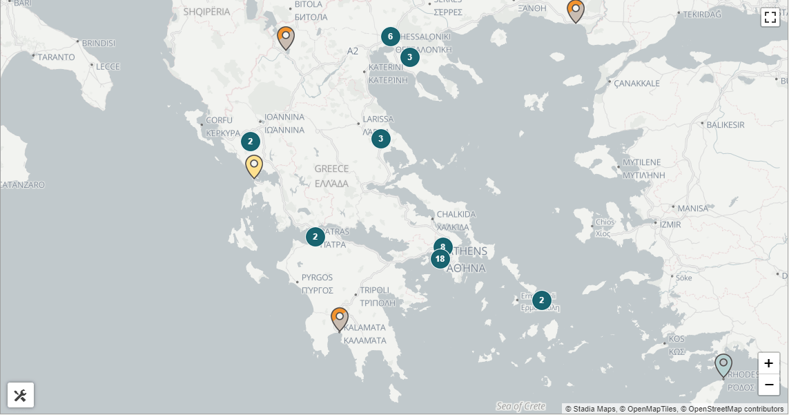 Χάρτης με τα Bitcoin ATM's στην Ελλάδα κα στην Κύπρο